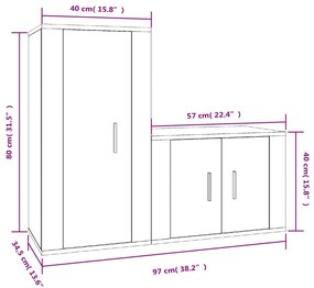 2 pcs conjunto móveis de TV derivados madeira branco brilhante