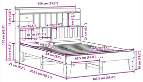 Cama sem colchão 160x200 cm madeira de pinho maciça branco