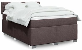 vidaXL Cama com molas/colchão 140x190 cm tecido castanho-escuro