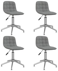 Cadeiras de jantar giratórias 4 pcs tecido cinzento-claro