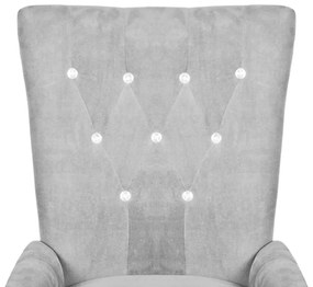 Poltrona em veludo prateado