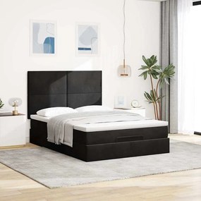 Estrutura de cama otomana com colchões 140x190 cm veludo preto