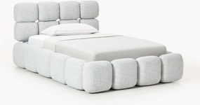 Cama de solteiro estofada em teddy-bouclé com arrumação Tayla