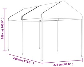 Gazebo com telhado 4,46x2,28x2,69 m polietileno branco