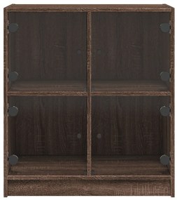 Armário de apoio c/ portas vidro 68x37x75,5cm carvalho castanho