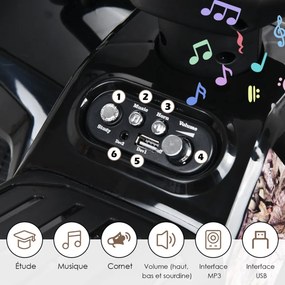 Quadriciclo elétrico infantil 6V com armazenamento, música, buzina e farol de LED Mini quadriciclo elétrico verde