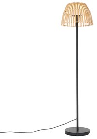 Candeeiro de pé rústico para exterior preto com bambu incl. LED - Kaiser Rústico