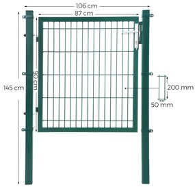 Portão de jardim com porta 106 x 6 x 145 cm Verde