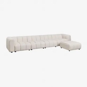 Sofá Modular De 4 Peças E Puff Em Tecido Bouclé Eliot Bouclé Bege Creme - Sklum