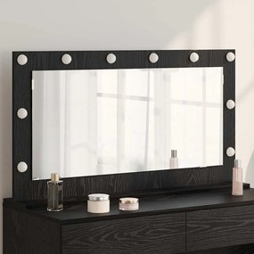 vidaXL Espelho de Vanidade com Luzes LED Carvalho Preto 100x55x18 cm