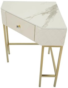 MESA CONSOLA SHARON 84,5X60X77 CM BRANCA E DOURADA