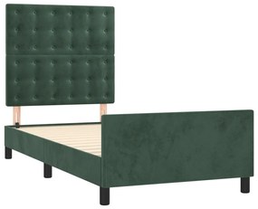 Estrutura de cama sem colchão 90x190 cm veludo verde-escuro