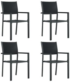 5 pcs Conjunto de jantar para jardim preto