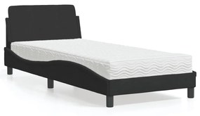 Cama com colchão 90x200 cm veludo preto