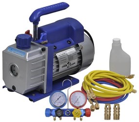 vidaXL Bomba de vácuo estágio único com conjunto manómetros de 4 vias