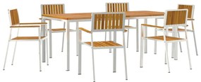 Conjunto de Jantar Jardim vidaXL 7 Peças Madeira Maciça de Acácia