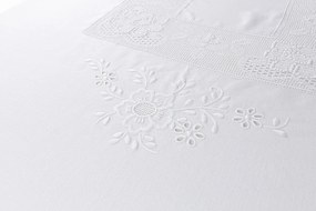 180x350 cm - Toalha de mesa de linho bordada C/ crochê a mão