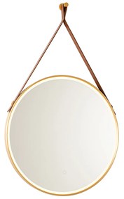 Espelho de casa de banho moderno dourado com LED e dimmer tátil - Pien Moderno