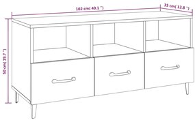 Móvel de TV 102x35x50 cm derivados de madeira cinzento sonoma