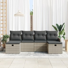 Conjunto de Sofá de Jardim vidaXL de 6 Peças com Almofadas Cinza Claro