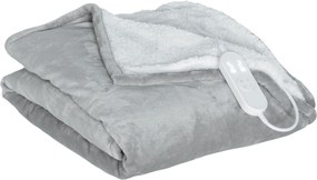 HOMCOM Manta Elétrica 180x130 cm Manta Térmica com Tecido Suave 10 Níveis de Temperatura e Temporizador Cinzento | Aosom Portugal