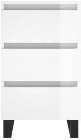 Mesas cabeceira 2pcs 40x35x69cm deriv. madeira branco brilhante