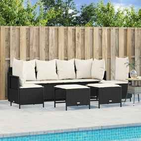vidaXL 5 pcs conjunto sofás de jardim com almofadões vime PE preto