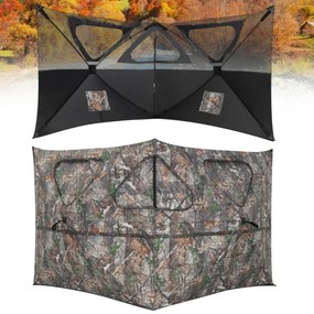 Posto de caça camuflado transparente e portátil de 2 painéis 360 ° cego com bolsa de transporte caça para coelhos/perdizes