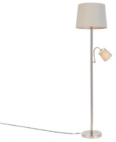 LED Candeeiro de pé inteligente em aço com abajur cinzento incl. Wifi A60 e E14 - Retro Clássico / Antigo