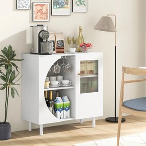 Aparador Esposende com Suporte para Copos e Portas de Vidro – 80x30x80