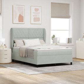 Cama Box Spring com Colchão Cinza Claro 140x200 cm Veludo