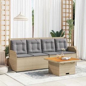 vidaXL 3 pcs conjunto lounge de jardim com almofadões vime PE bege