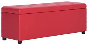 vidaXL Banco c/ comp. arrumação 116 cm couro artificial vermelho