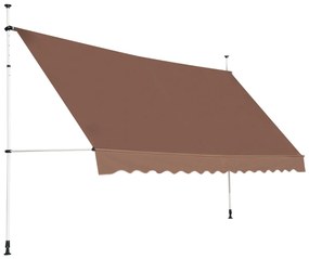Toldo 400 cm telescópico e retrátil resistente aos raios UV impermeável com manivela altura regulável para janela varanda jardim Castanho