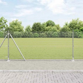 vidaXL Cerca de Arame Soldado com 7 Postes Flangeados 0,8x10 m Aço Galvanizado