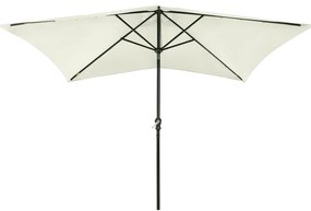 Guarda-sol de jardim com luzes LED e poste de aço 2x3 m areia