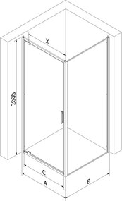 Mexen Exo-BR cabine de duche pivotante 100 x 100 cm, transparente, preta - 8181-100-100-70-00