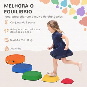 Conjunto de Pedras de Equilíbrio Empilháveis para Crianças de 5 Peças com Forma de Joaninha e Antiderrapantes Multicolor