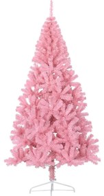 Meia árvore de Natal artificial com suporte 240 cm PVC rosa