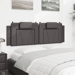 Almofadão de cabeceira 160 cm couro artificial cinzento