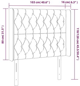 Cabeceira cama c/ abas veludo 103x16x118/128 cm cinzento-claro