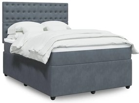 vidaXL Cama com molas/colchão 160x200 cm veludo cinzento-escuro