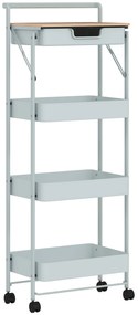 HOMCOM Carrinho Auxiliar com Rodas de 4 Níveis Carrinho de Cozinha com 1 Gaveta e 3 Cestos Carrinho Organizador 45x29,5x117,5 cm Verde | Aosom Portugal