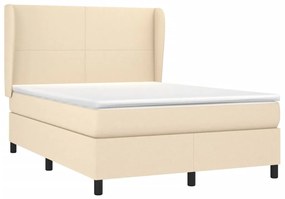 Cama com molas/colchão 140x190 cm tecido cor creme