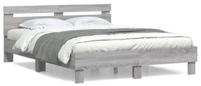 vidaXL Estrutura de cama c/ cabeceira derivados madeira cinza sonoma