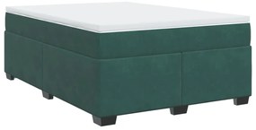 Cama com molas/colchão 160x200 cm veludo verde-escuro