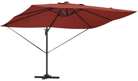 Guarda-Sol Roma Cantilever com LEDs Terracota 352x251x265 cm - Alumíni