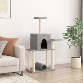 Árvore p/ gatos c/ postes arranhadores sisal 122 cm cinza-claro