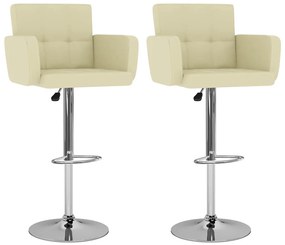 Bancos de bar 2 pcs couro artificial cor creme