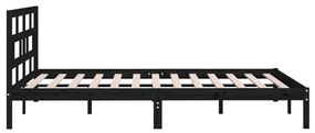 Estrutura de cama king 150x200 cm madeira maciça preto